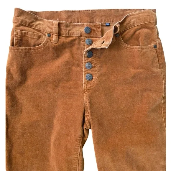 Cabi High Rise Skinny Corduroy Pants Ginger Brown Button Fly Size 6 - Picture 6 of 9